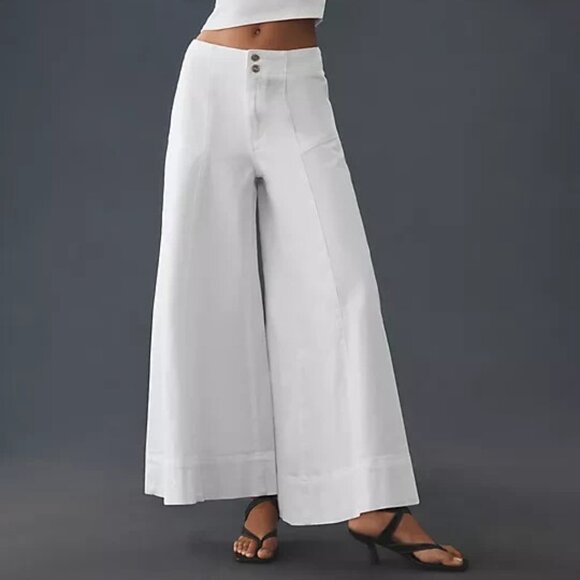 Anthropologie Denim - Anthropologie Pilcro Corset High-Rise Crop Wide Leg Culotte Jeans 33 NWT ivory